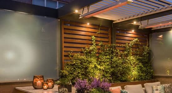 infratech sl series installed in a patio garden
